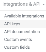 integrations and API in store settings