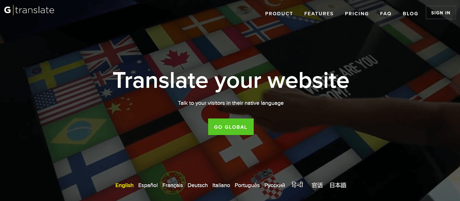 GTranslate homepage