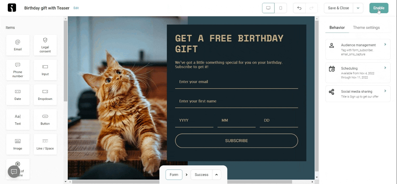 enabling the landing page