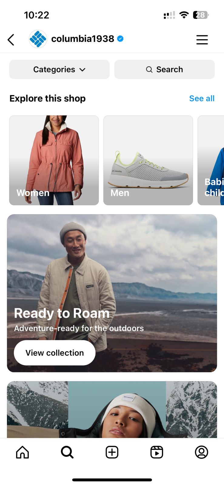 Columbia Sportswear Instagram shop