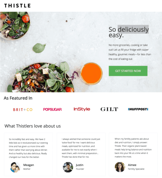 an example of a landing page