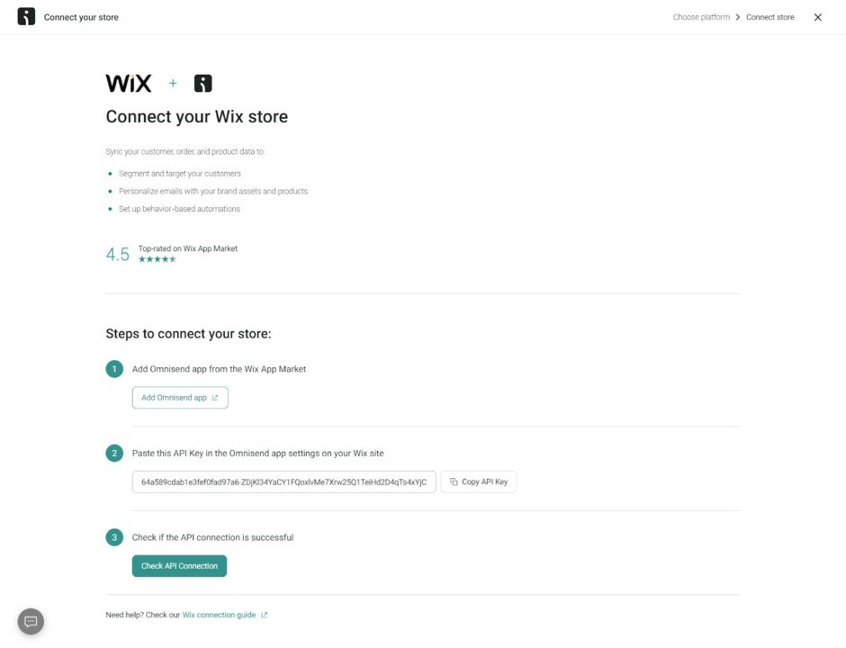 A connection wizard on Wix