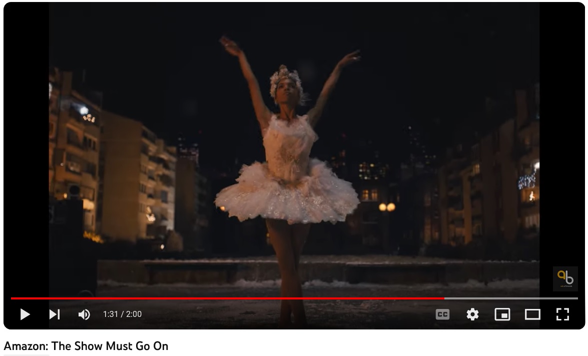 Seasonal Amazon ad of a ballet dancer