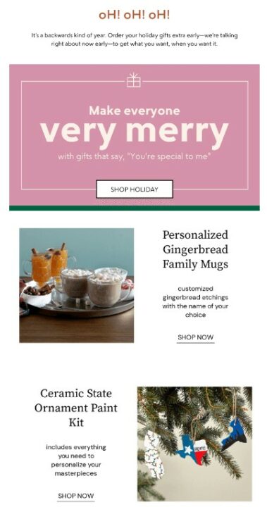 A holiday email marketing example