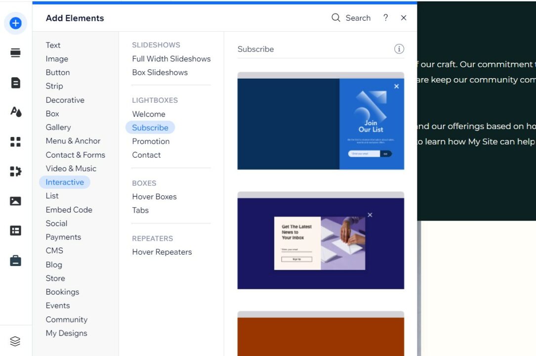 How to add a popup on Wix. Interactive lightboxes on Wix