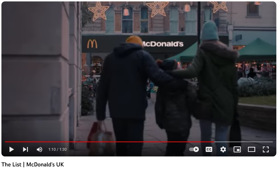 seasonal Christmas ad by Mcdonald's