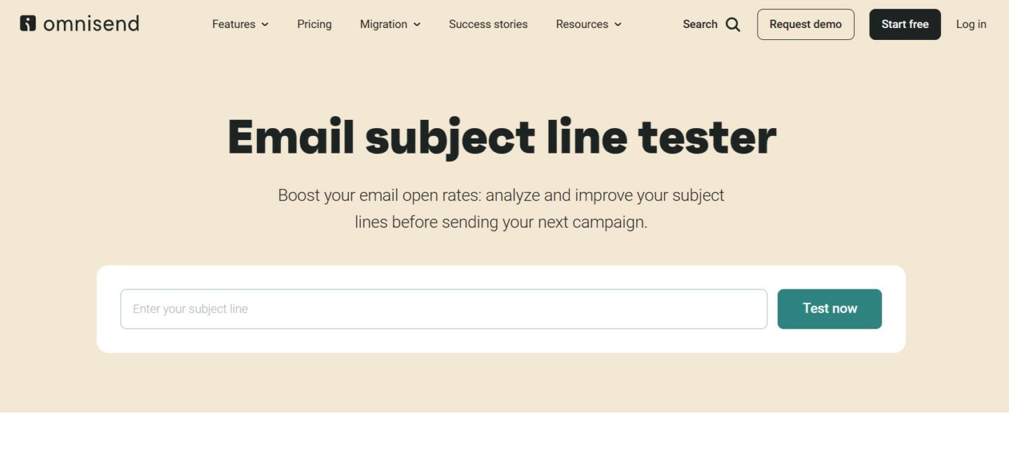 Omnisend email subject line tester.