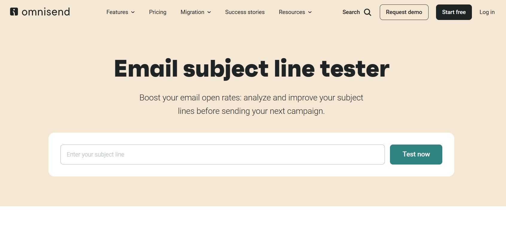 Omnisend email subject line tester.