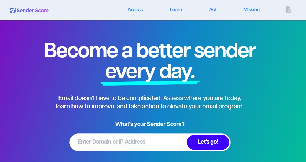 Email deliverability tool - Senderscore