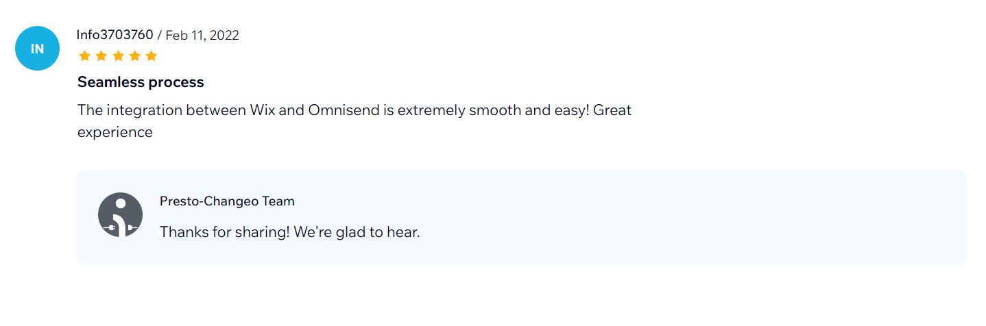 Omnisend integration with Wix user reviews and feedback