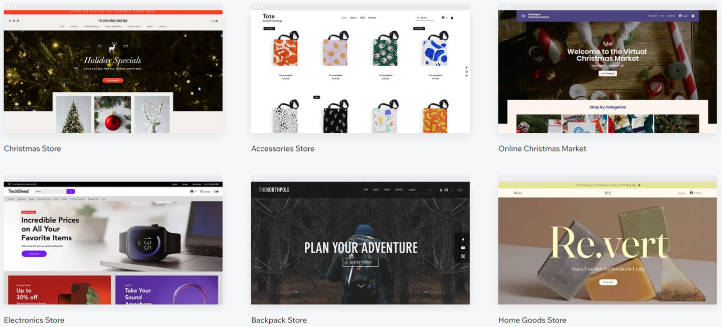 Wix ecommerce templates