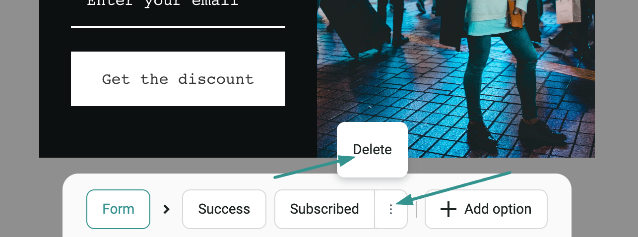 an example of an option to remove subscribed pages from your forms