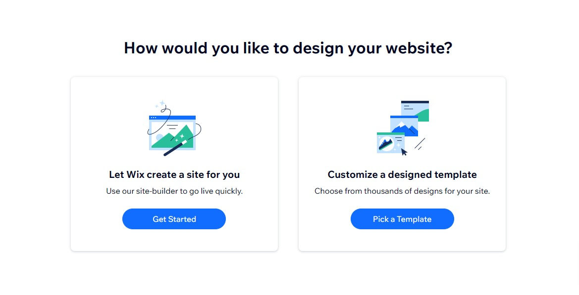 Wix website editor with a headline: How would you like to design your website?