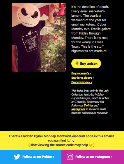 emailtees cyber monday email example