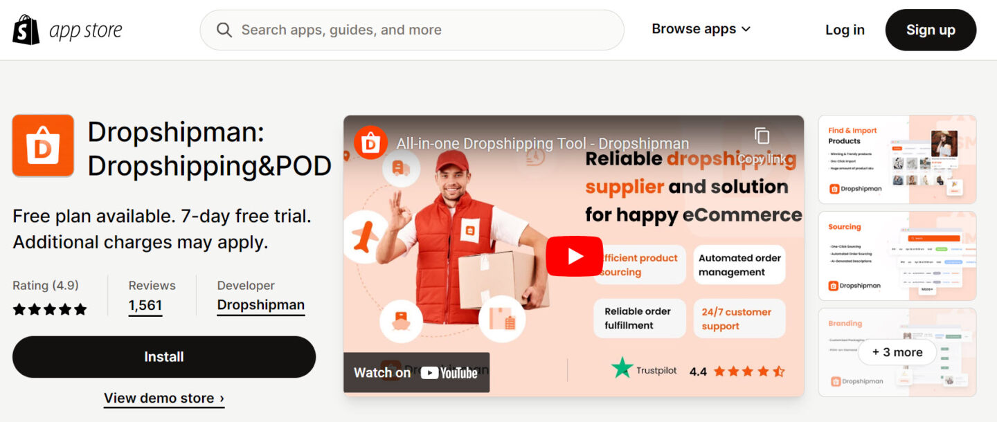 A shopify dropshipping app - Dropshipman