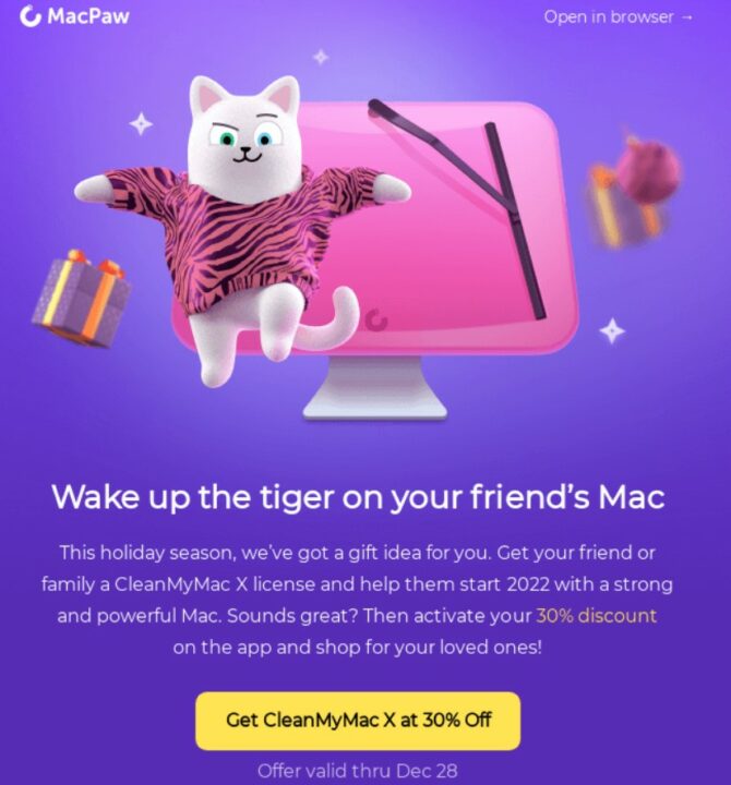MacPaw general Christmas email example