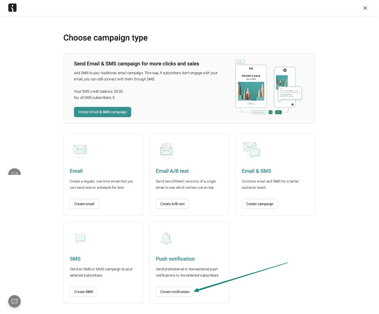campaign creation on Omnisend