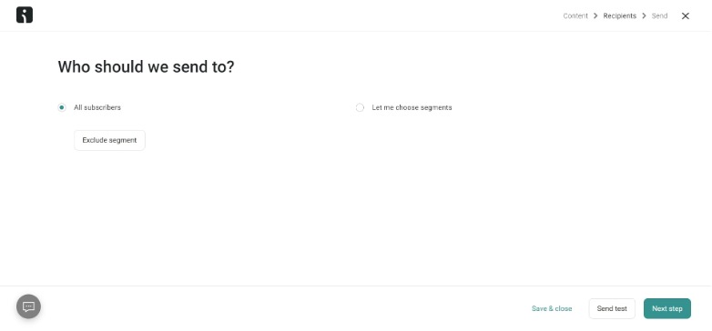 target audience selection for campaign creation on Omnisend