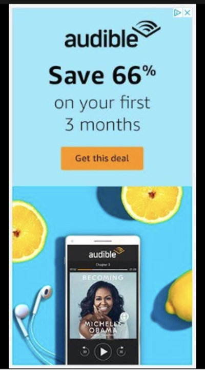 Audible online product advertising
