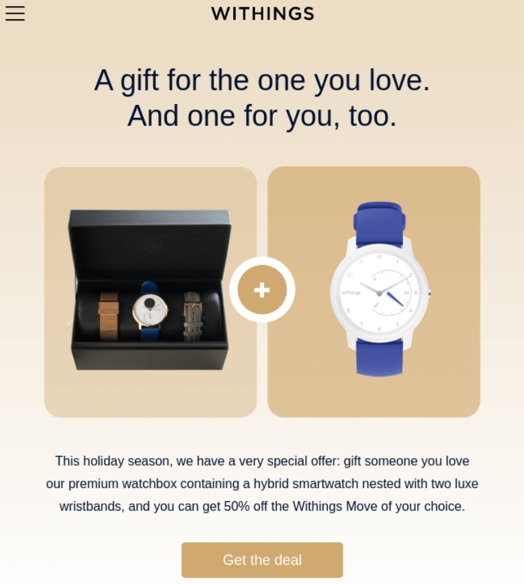 Withings merry Christmas email example