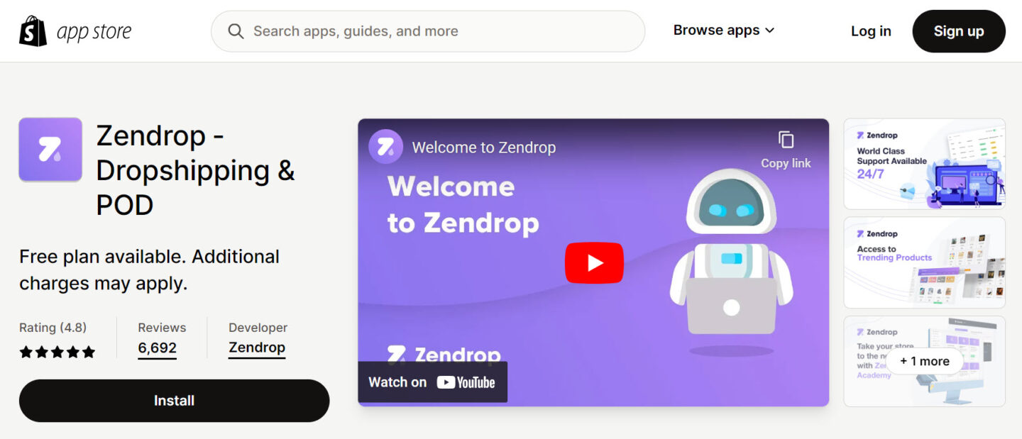 A shopify dropshipping app - Zendrop