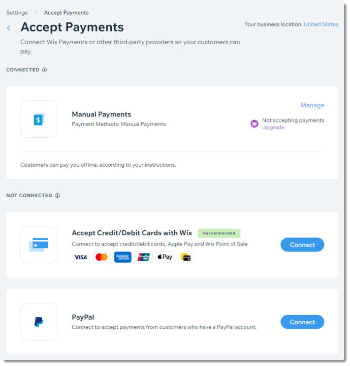Wix ecommerce payment gateway called Wix Payments.