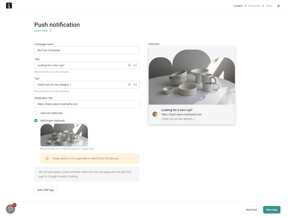 push notification setup