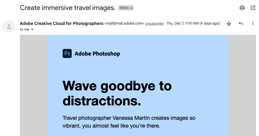 Adobe Photoshop によるプロフェッショナルな電子メール アドレスの例