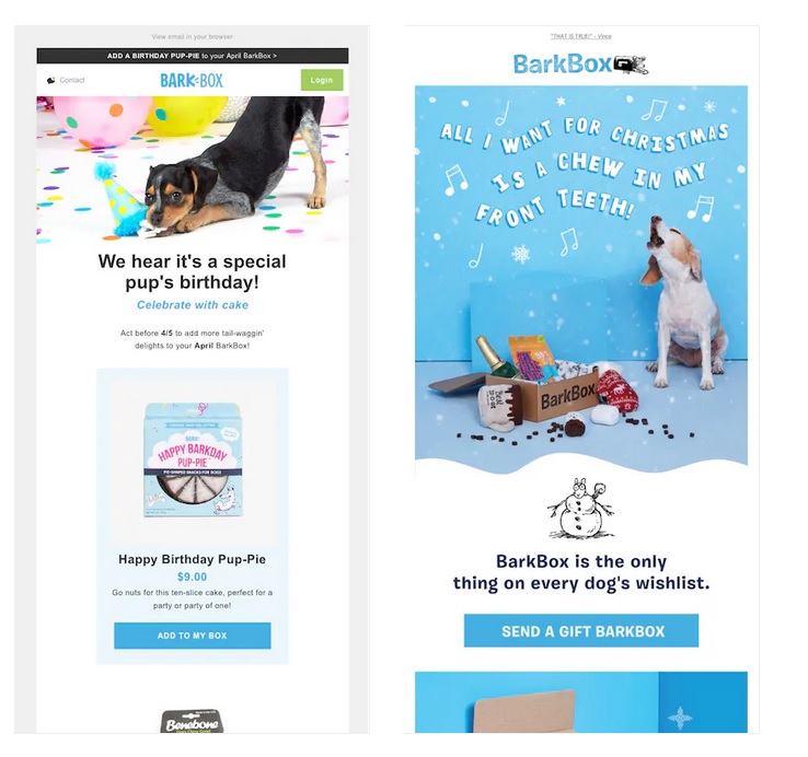 Effective email color scheme by BarkBox