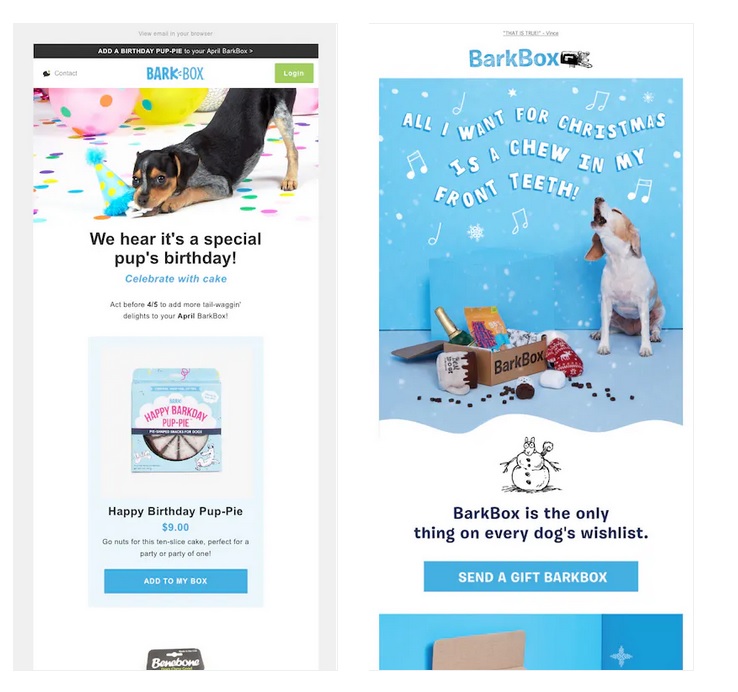 BarkBox による効果的な電子メールの配色