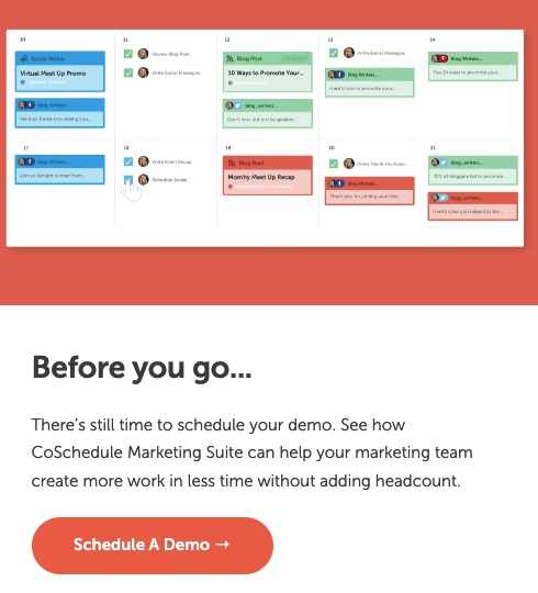 Popup e-mail di CoSchedule