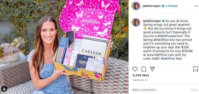 un ejemplo de marketing de influencers mediante dodropshipping