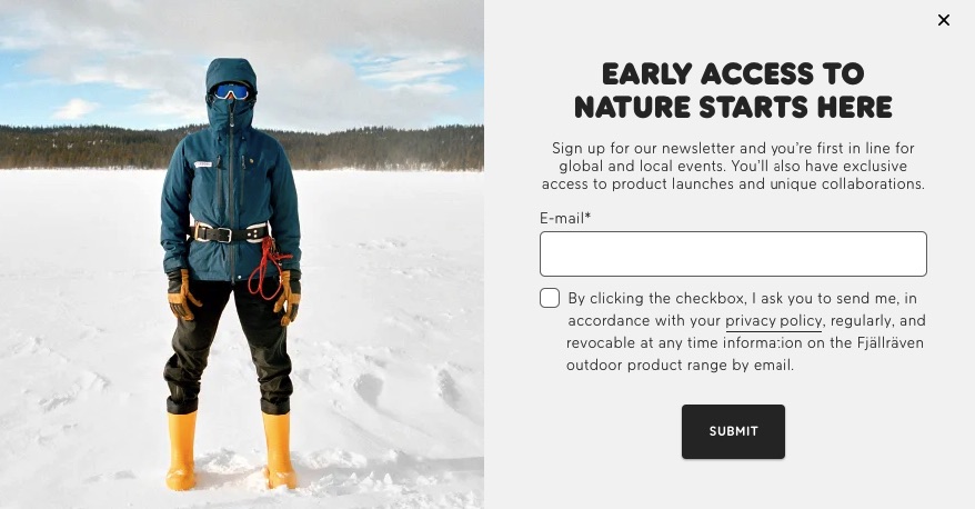 email popup by Fjällräven
