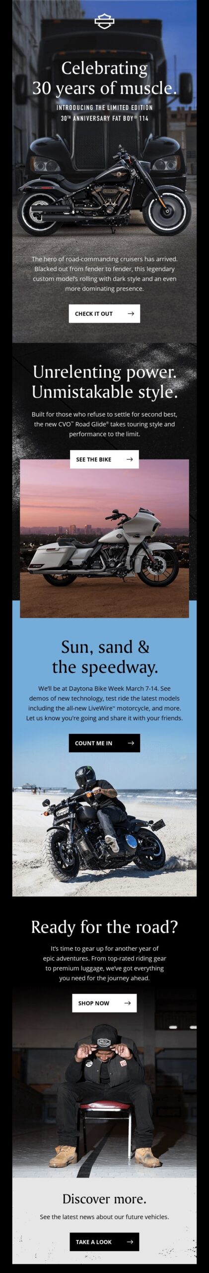 Tono di voce efficace per il branding e-mail di Harley-Davidson