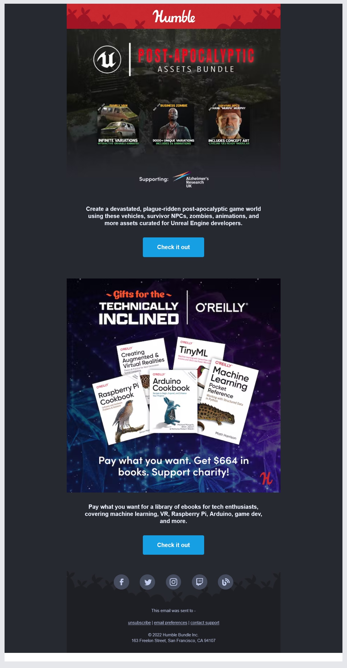 Exemple de branding de newsletter par e-mail par Humble Bundle