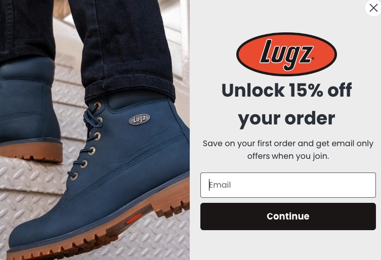 Popup email di Lugz