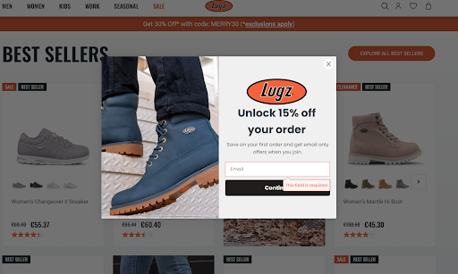 Lugz'dan bir ışık kutusu açılır penceresi türü