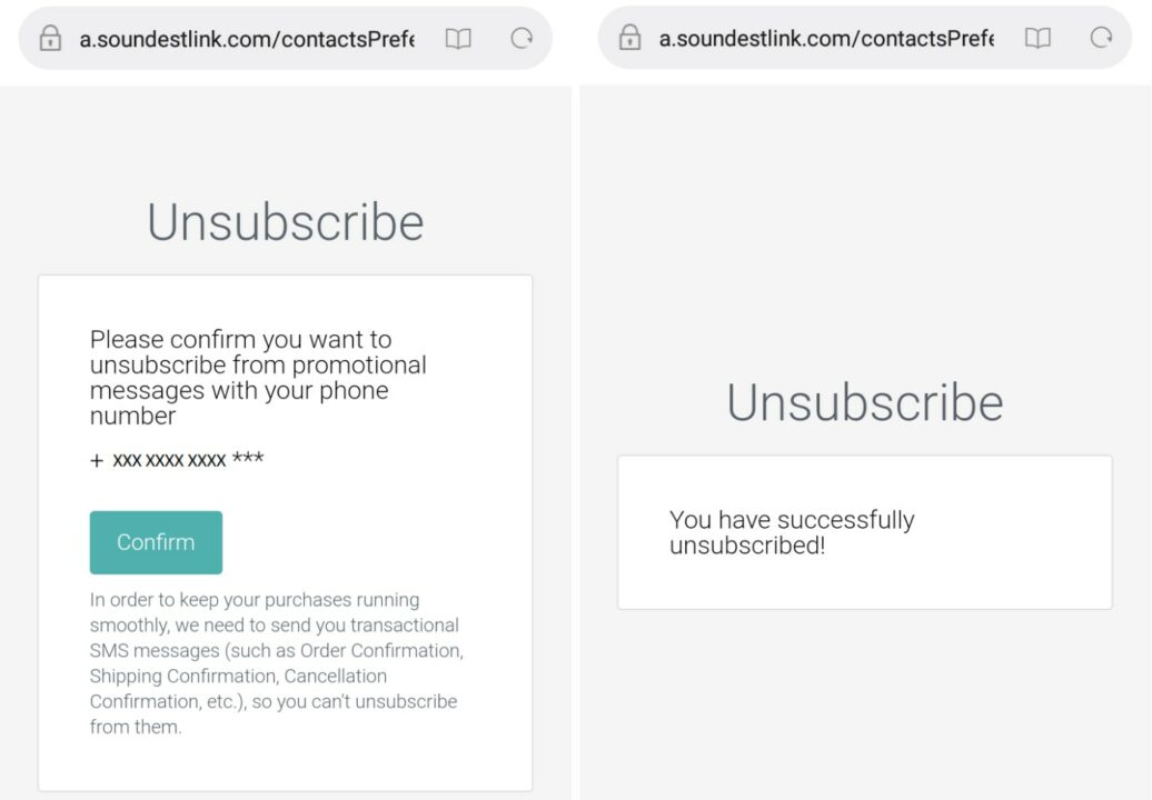 An SMS opt-out option in Omnisend
