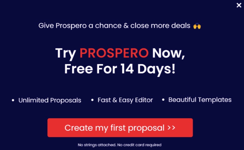 Popup email di Prospero