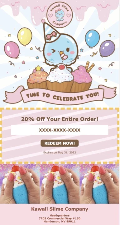 birthday email example by Kawaii Slime