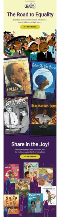 Idea newsletter per il Black History Month di Epic!