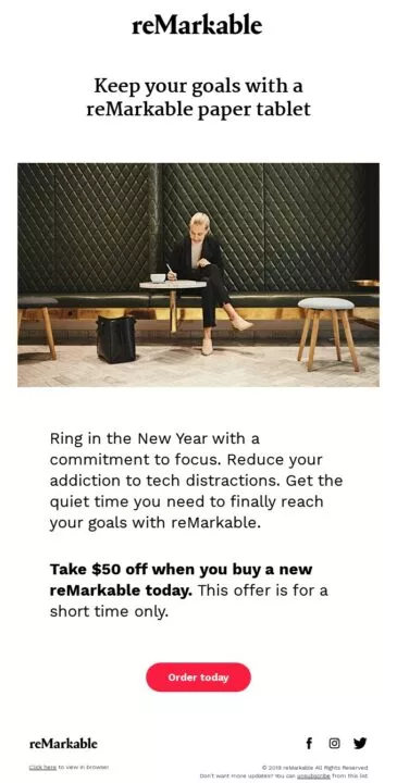 email cta example from Remarkable email campaign