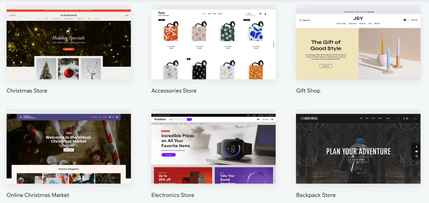Wix ready-to-use website themes and templates
