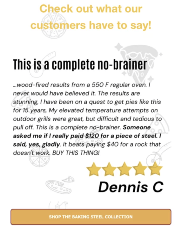 an example of product reviews, and case studies.