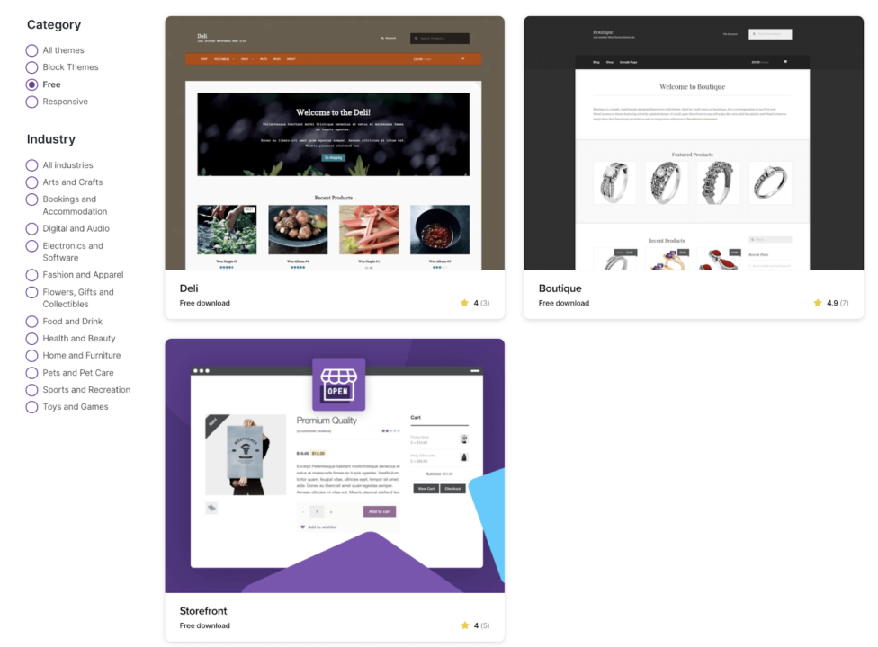 WooCommerce free online store theme downloads