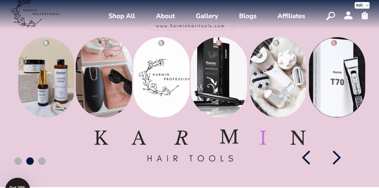 An example of a stunning website design - Karmin