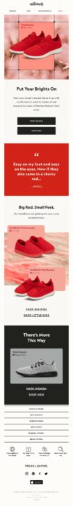 A newsletter idea for National Wear Red Day by Allbirds