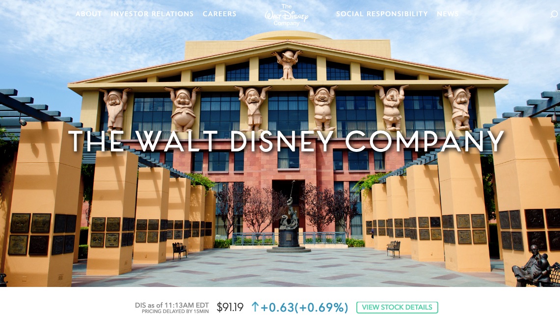 Website example by The Walt Disney Comopany