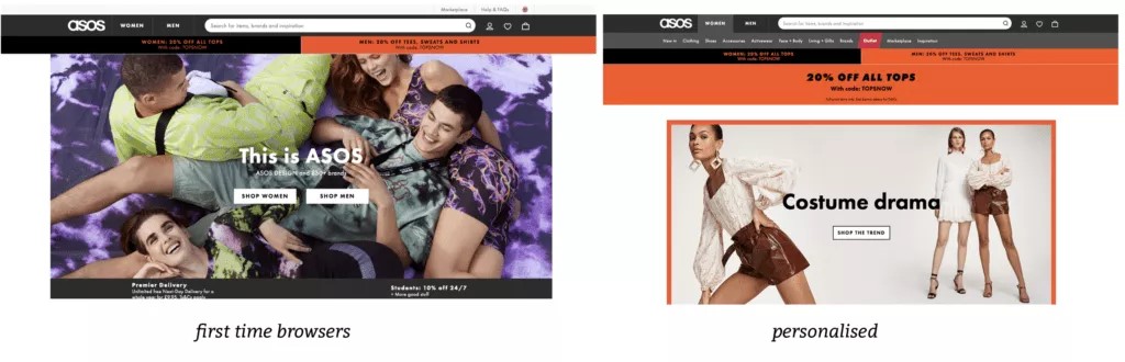Dynamic content on store pages by ASOS