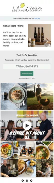 Email design example by Olive Oil Company